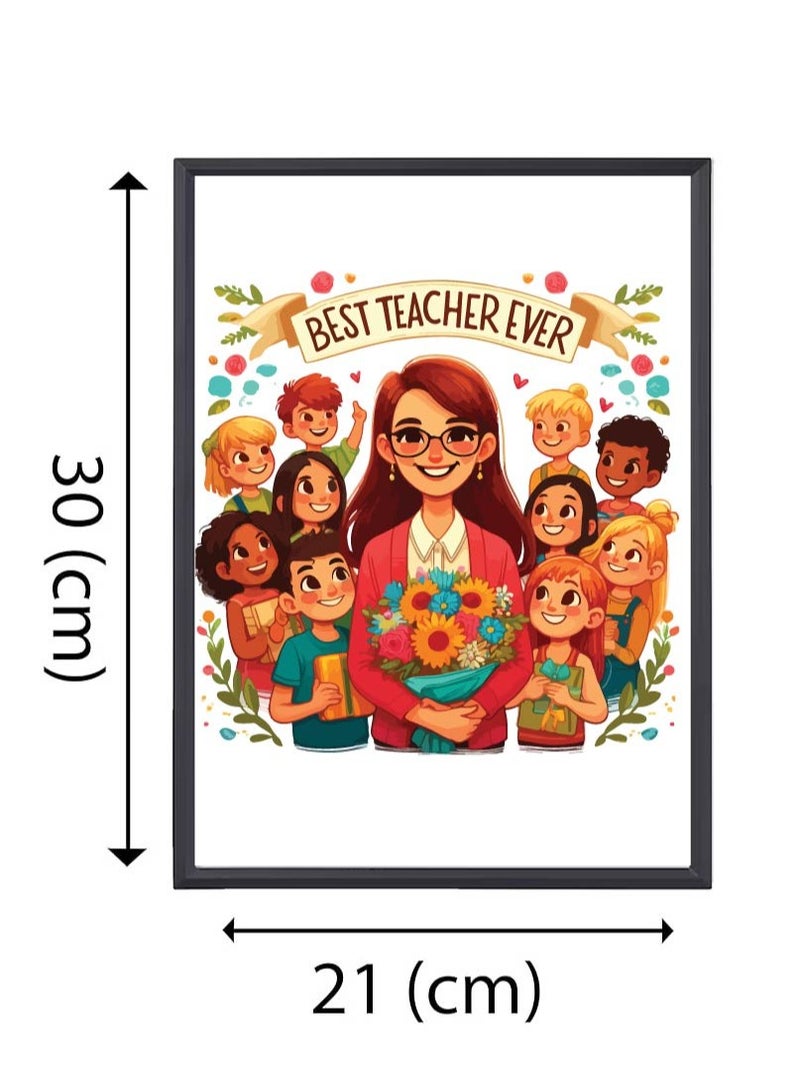 Teacher's Day A3 Photo Frame - Best Teacher Ever Design - Perfect Teacher Appreciation Gift - Ideal for Classroom or Home Decor - Great Gift for Teachers from Students - World Teachers Day