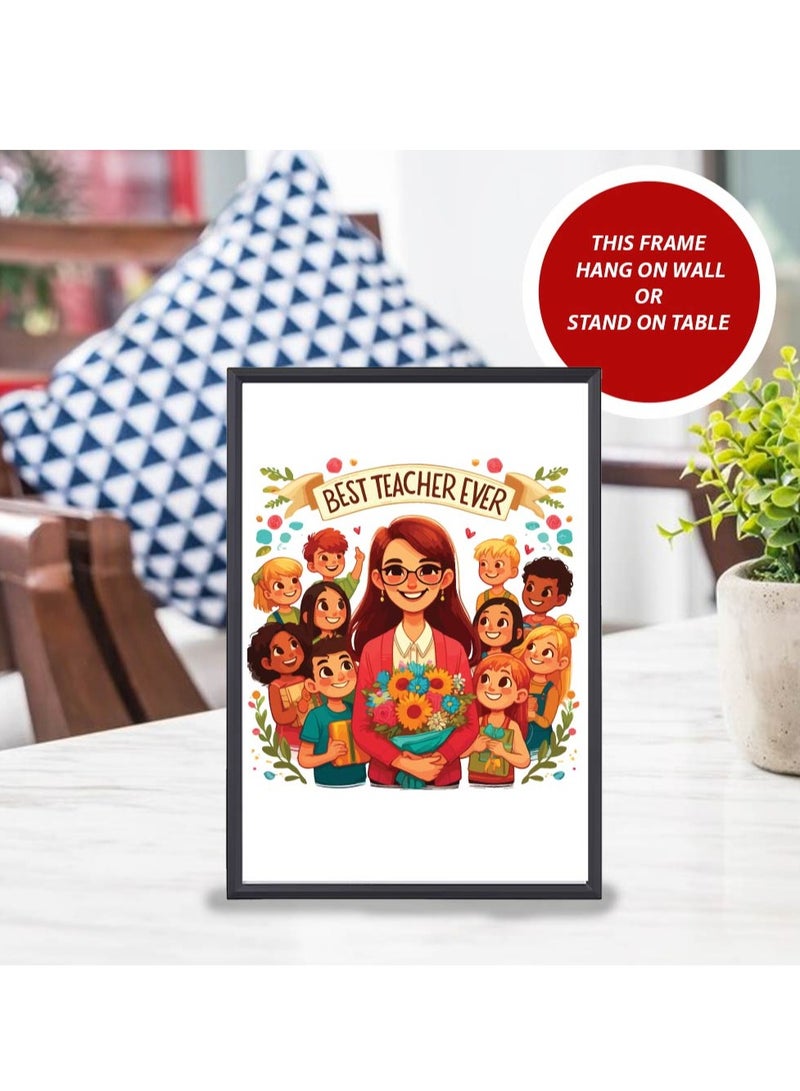 Teacher's Day A3 Photo Frame - Best Teacher Ever Design - Perfect Teacher Appreciation Gift - Ideal for Classroom or Home Decor - Great Gift for Teachers from Students - World Teachers Day