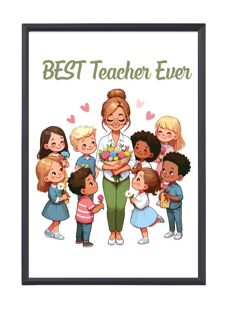 Teacher's Day A3 Photo Frame - Best Teacher Ever Design - Perfect Teacher Appreciation Gift - Ideal for Classroom or Home Decor - Great Gift for Teachers from Students - World Teachers Day