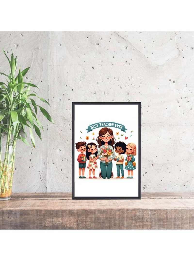 Teacher's Day A3 Photo Frame - Best Teacher Ever Design - Perfect Teacher Appreciation Gift - Ideal for Classroom or Home Decor - Great Gift for Teachers from Students - World Teachers Day