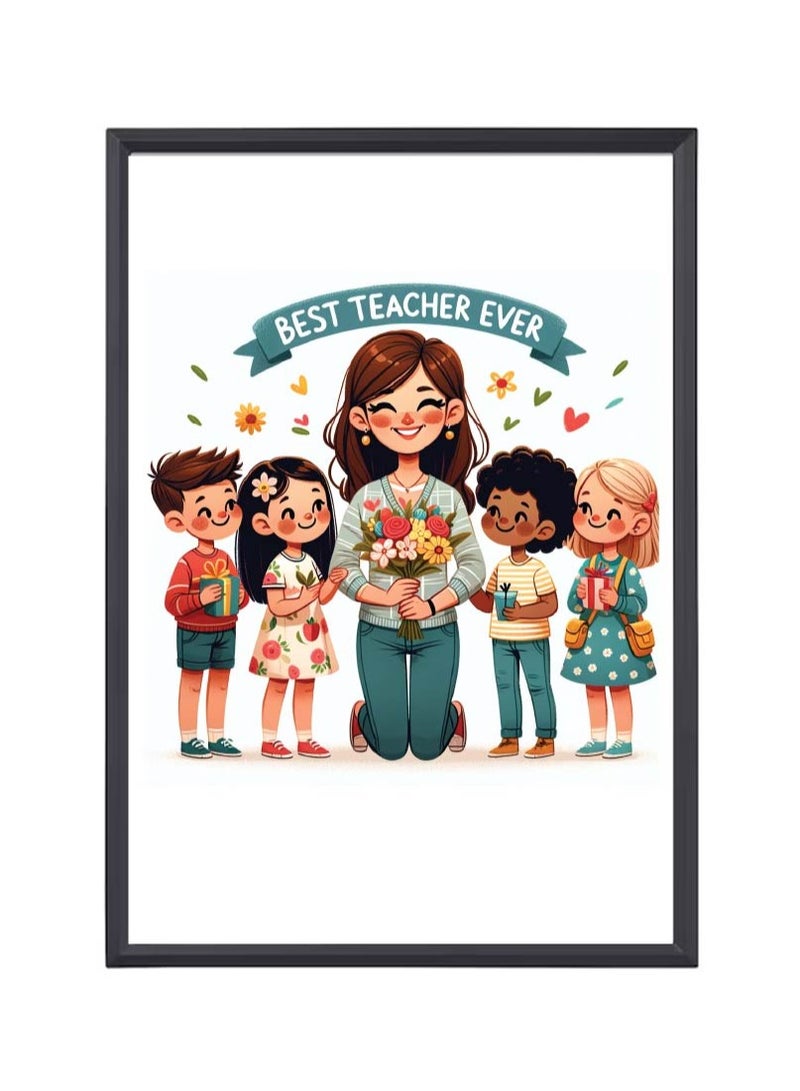 Teacher's Day A3 Photo Frame - Best Teacher Ever Design - Perfect Teacher Appreciation Gift - Ideal for Classroom or Home Decor - Great Gift for Teachers from Students - World Teachers Day