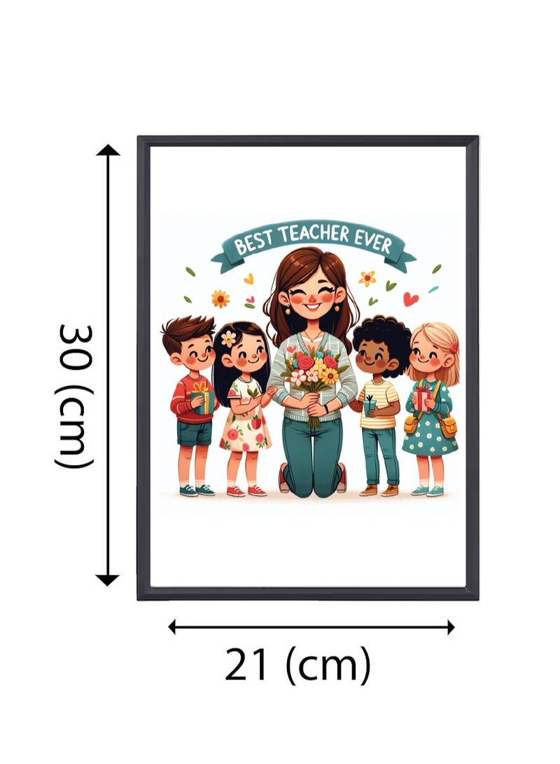 Teacher's Day A3 Photo Frame - Best Teacher Ever Design - Perfect Teacher Appreciation Gift - Ideal for Classroom or Home Decor - Great Gift for Teachers from Students - World Teachers Day