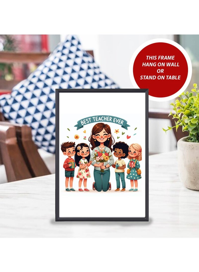 Teacher's Day A3 Photo Frame - Best Teacher Ever Design - Perfect Teacher Appreciation Gift - Ideal for Classroom or Home Decor - Great Gift for Teachers from Students - World Teachers Day