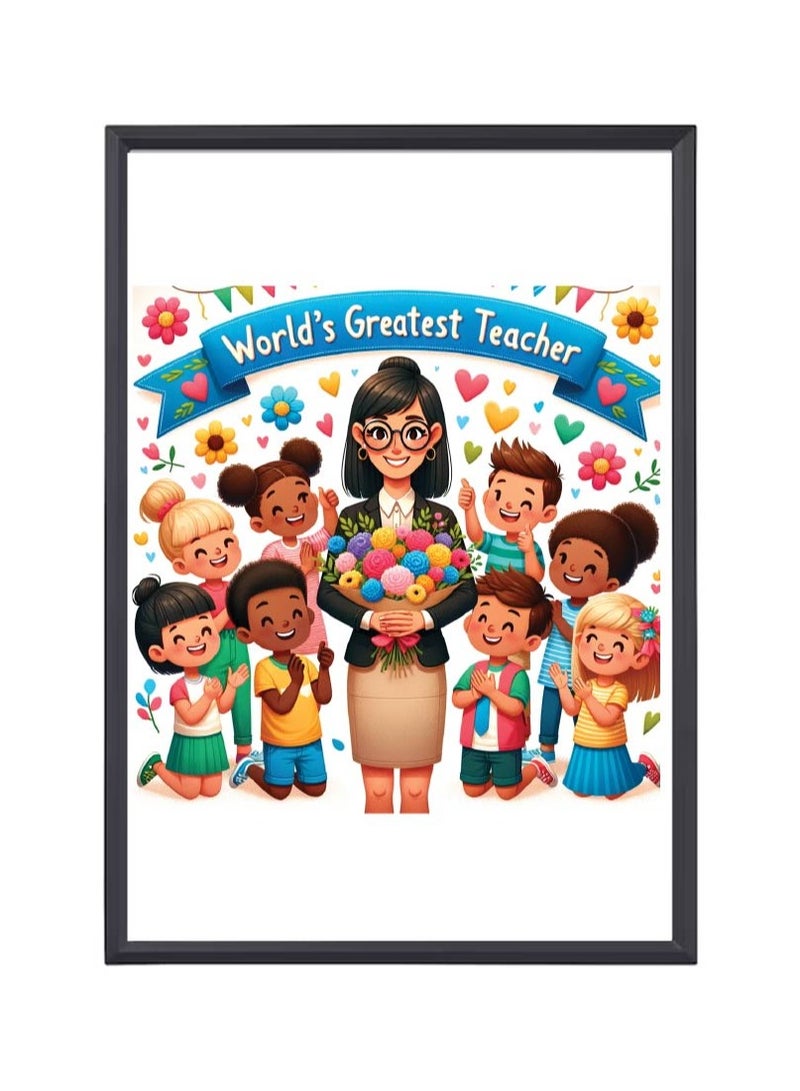 Teacher's Day A3 Photo Frame - Best Teacher Ever Design - Perfect Teacher Appreciation Gift - Ideal for Classroom or Home Decor - Great Gift for Teachers from Students - World Teachers Day