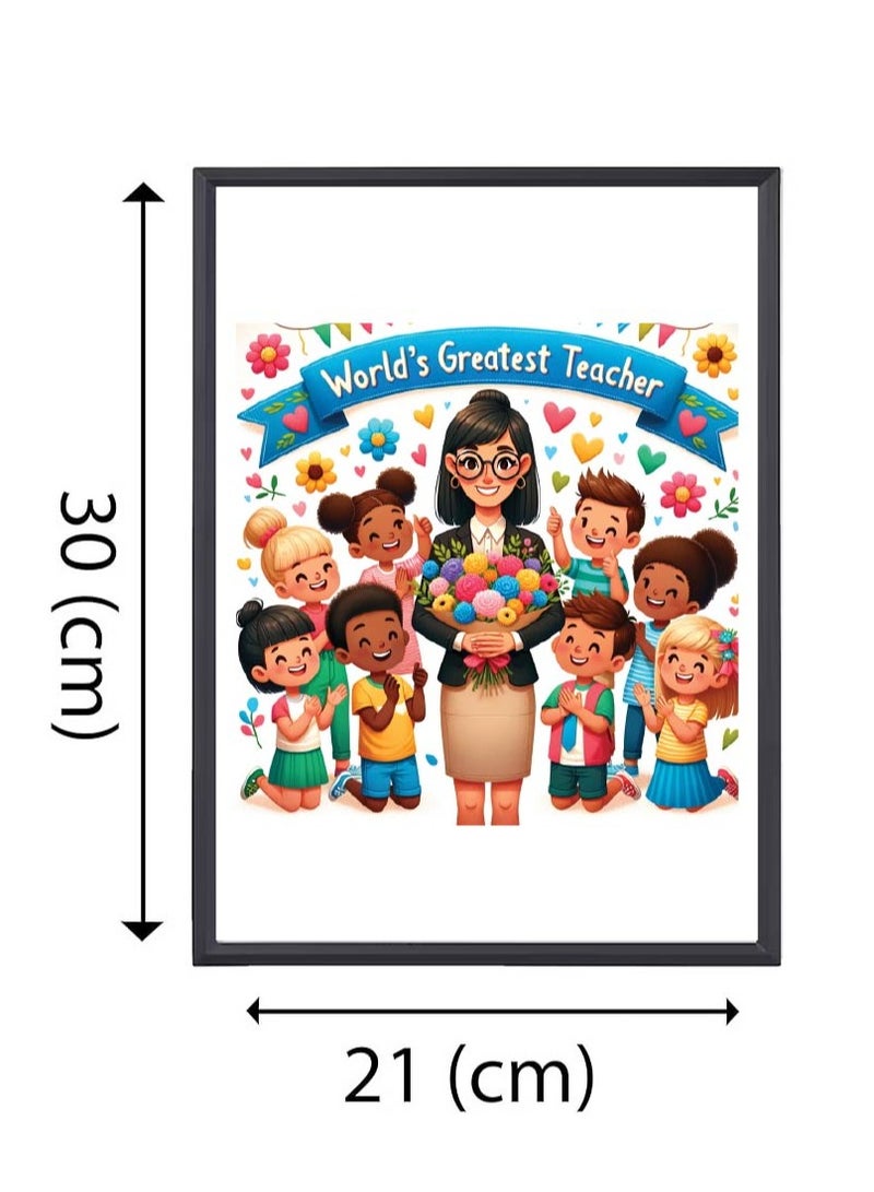 Teacher's Day A3 Photo Frame - Best Teacher Ever Design - Perfect Teacher Appreciation Gift - Ideal for Classroom or Home Decor - Great Gift for Teachers from Students - World Teachers Day