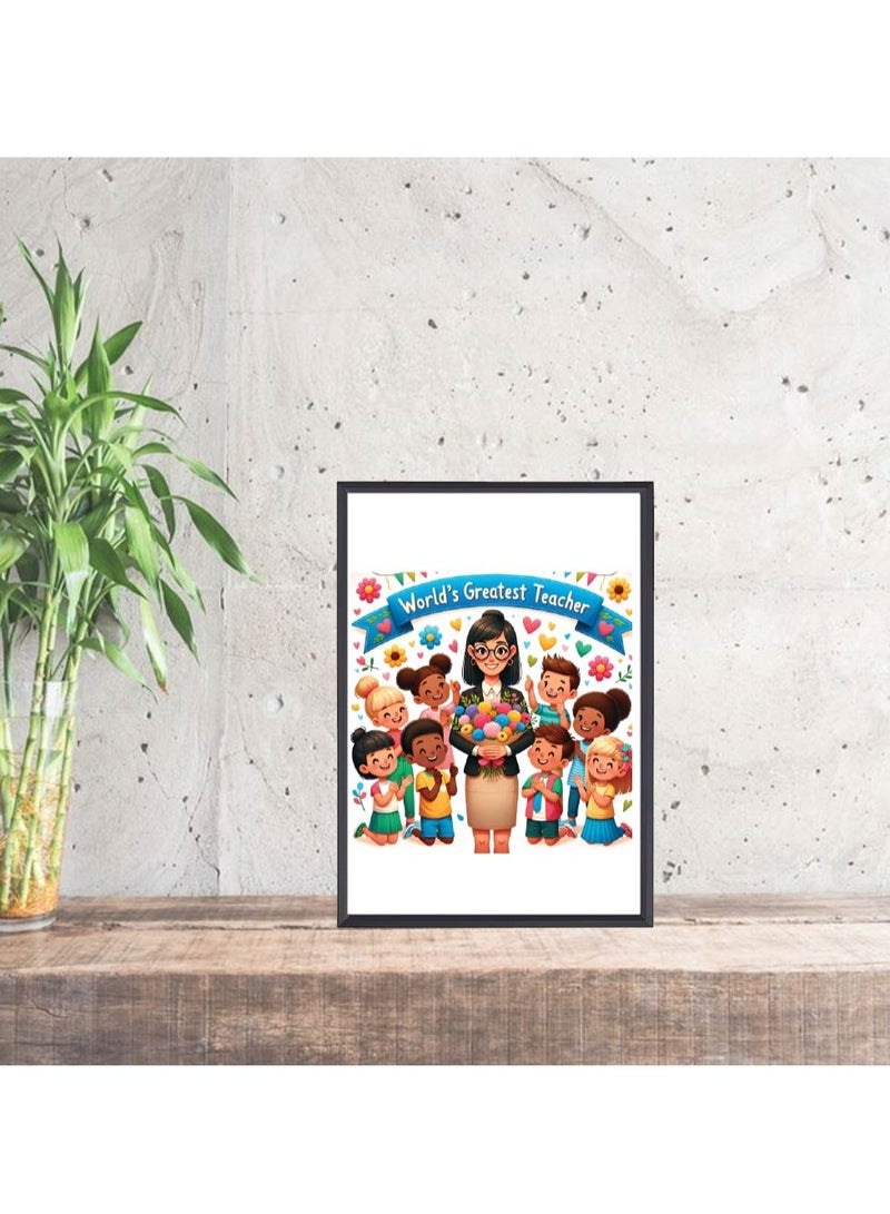 Teacher's Day A3 Photo Frame - Best Teacher Ever Design - Perfect Teacher Appreciation Gift - Ideal for Classroom or Home Decor - Great Gift for Teachers from Students - World Teachers Day