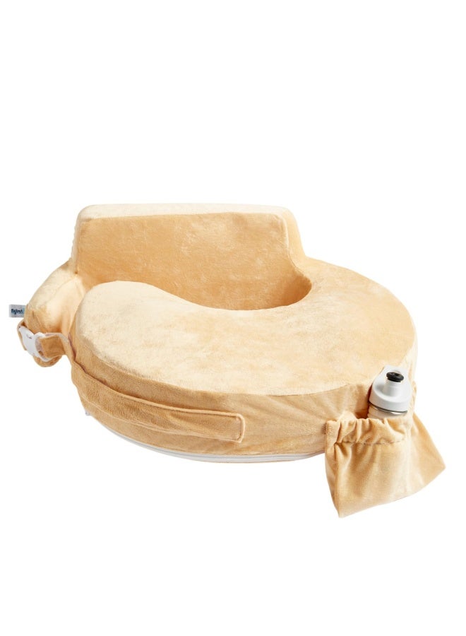 Super Deluxe Nursing Pillow For Breastfeeding And Bottlefeeding With Lumbar Support  Feeding Pillow With Convenient Pocket And Removable SliPiecesover  Platinum- Gold