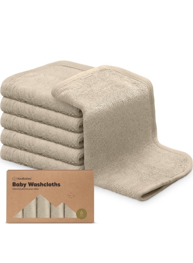 6-Pack Organic Baby Washcloths - Soft Viscose Derived From Bamboo Washcloth  Baby Wash Cloths  Baby Wash Cloth For Newborn  Kids  Bath Baby Towels Face Towel Face Cloths For Washing Face Earth Brown