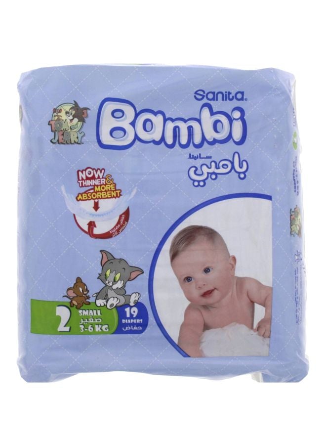 Sanita Diaper Size 2, Small, 3-6Kg, 19 Count