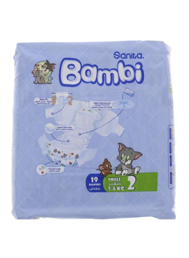 Sanita Diaper Size 2, Small, 3-6Kg, 19 Count