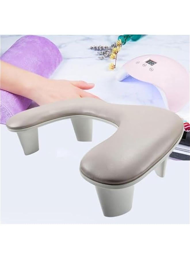 U Shape Arm Rest,Breathable Nail Hand Pillow,Professional Portable Manicure Armrest for Home DIY,Nail,Personal, brown, 45cmx30cmx19cm