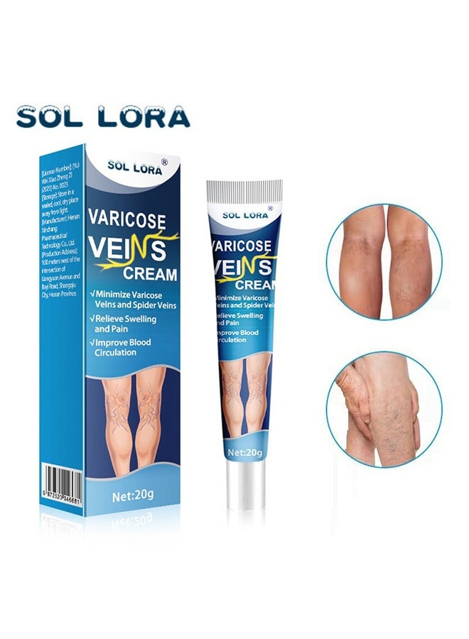 Varicose Vein Cream, Improves Blood Circulation, Reduces Spider Veins And Heaviness, Improve Blood Circulation, Tired And Heavy Legs, 20G