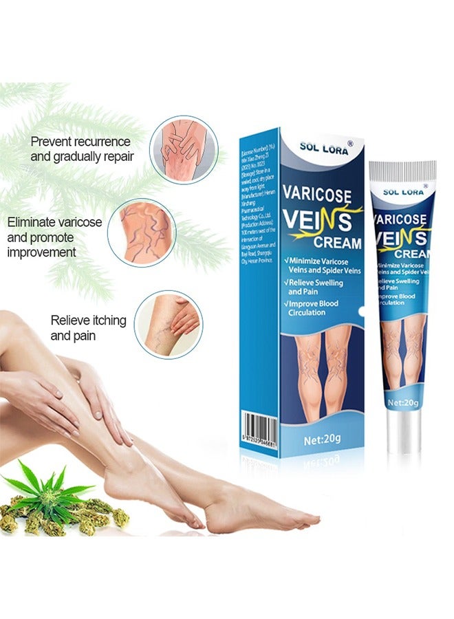 Varicose Vein Cream, Improves Blood Circulation, Reduces Spider Veins And Heaviness, Improve Blood Circulation, Tired And Heavy Legs, 20G