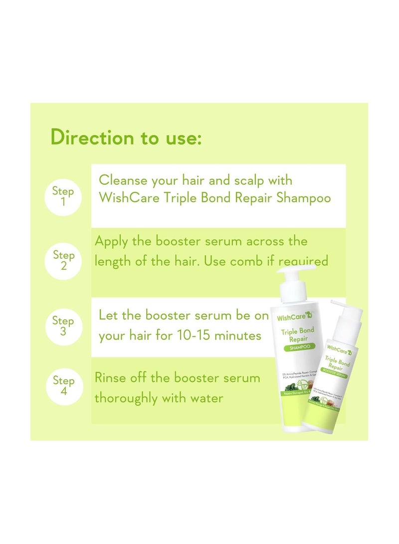 WishCare Triple Bond Repair Booster Hair Serum - 10% AminoPeptide Complex - Repairs Damaged & Frizzy Hair 100ml