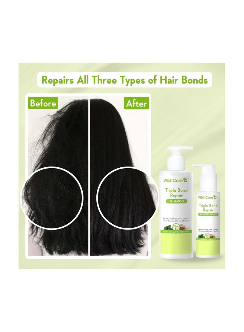 WishCare Triple Bond Repair Booster Hair Serum - 10% AminoPeptide Complex - Repairs Damaged & Frizzy Hair 100ml