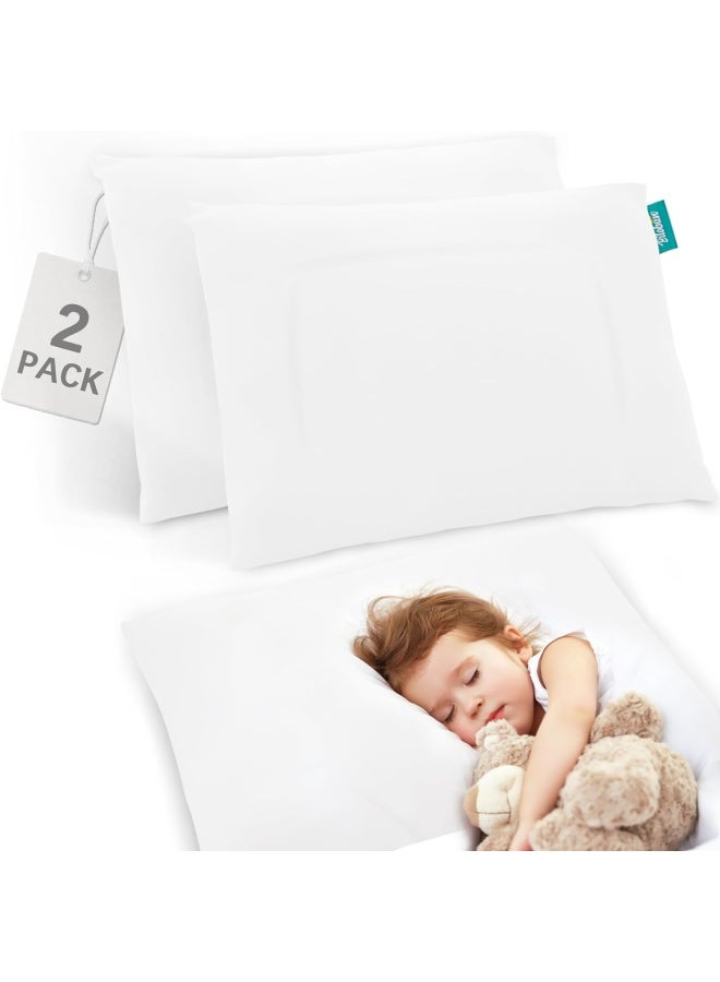 Baby Toddler Pillow 2 Pack With Pillowcase (13 X 18), Baby Toddler Pillows For Sleeping, Machine Washable Soft Travel Pillow