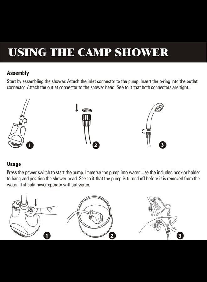 Portable Showers Camping Shower, Camping Shower with Submersible Pump, Portable Outdoor Shower Water Pump for Camping,Orange