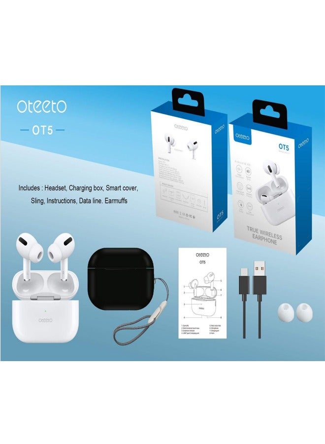 Oteeto OT5 Bluetooth Earbuds With Hifi Sound Quality Noise Cancellation and Multi Functional Touch Control Designed For Android Devices