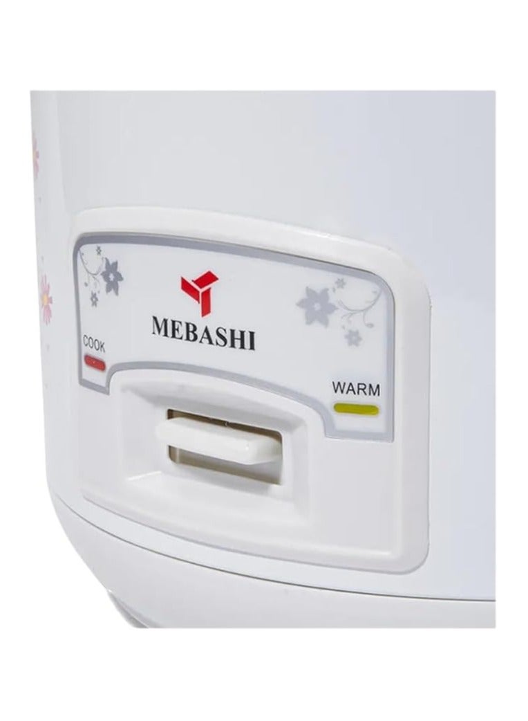 MEBASHI RC722 Electric Rice Cooker with Deluxe Features, Button Control, and Non-Stick Inner Pot – White(PureCook RC722)(900W)