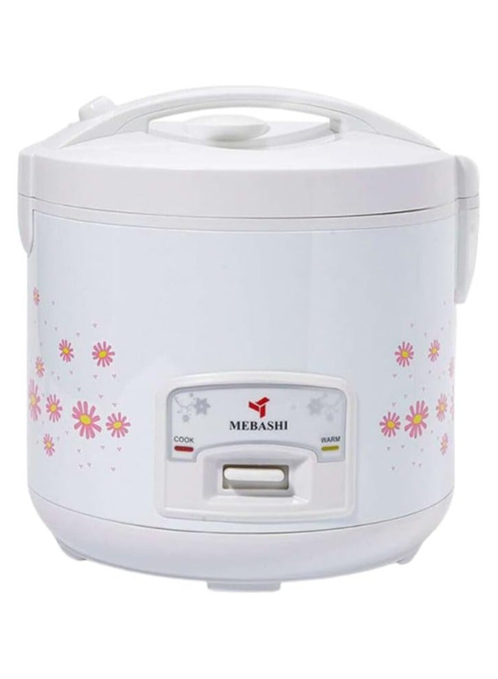 MEBASHI RC722 Electric Rice Cooker with Deluxe Features, Button Control, and Non-Stick Inner Pot – White(PureCook RC722)(900W)