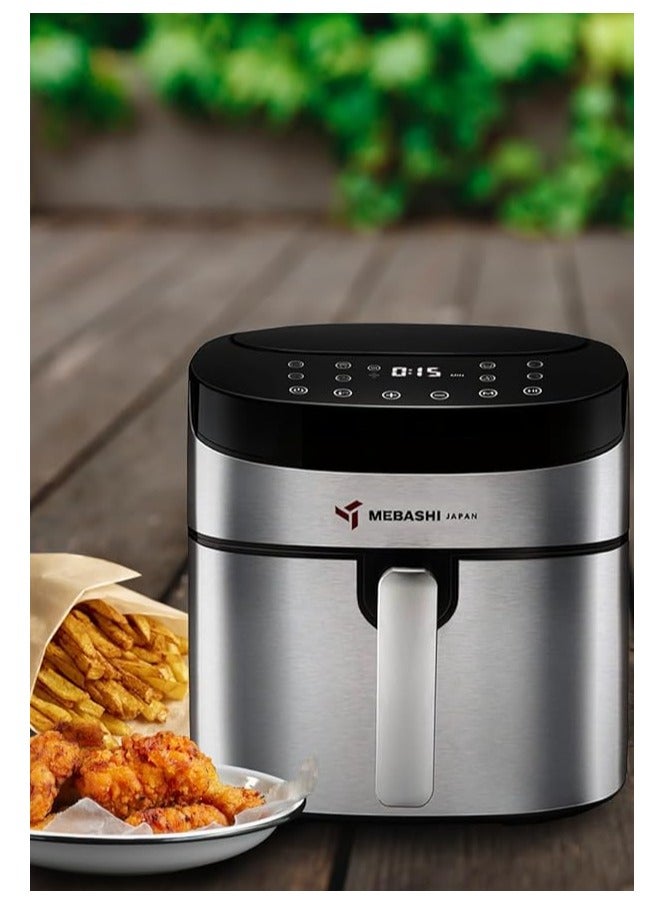 Mebashi 7.5 Ltr Air Fryer, Timer 60 Mins, Ideal for Meat, Fish, Vegetables, French Fries, Temperature Control 80°C-200°C (ME-AF970)(1600-1800W)