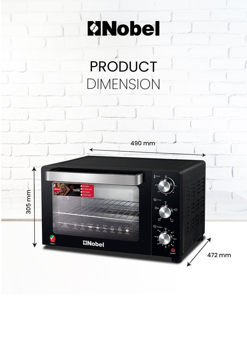 35L Oven with Adjustable Temperature Control (70-250°C), 120-Minute Timer, Double Glass Door, And Power 35 L 1500 W NEO40PRO Black