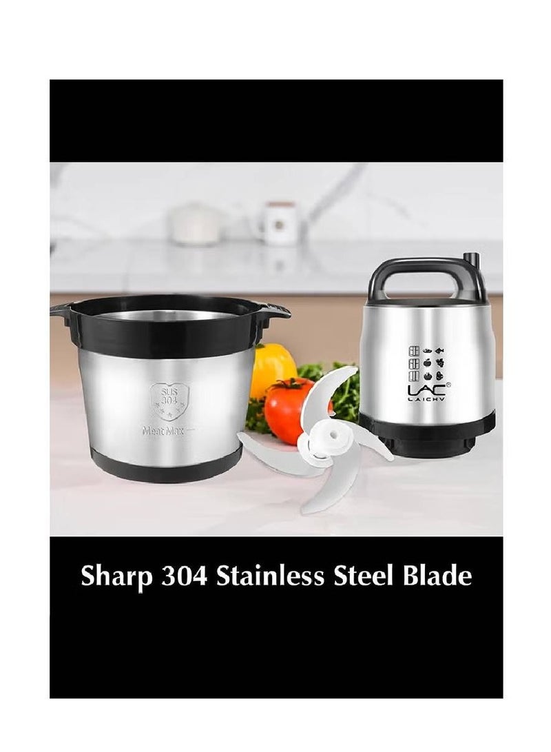 8L Large Capacity Electric Meat Grinder Stainless Steel Chopper 2 Speeds Meat Mincer Food Processor Elegant Slicer With Integrated 4-Sharp Blades And Child Safety Lock