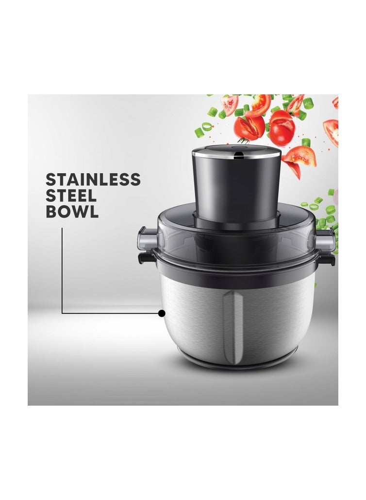 Electric Food Chopper And Meat Processor With Powerful Four Blade System Easy Push Two Speed Operation Detachable Stainless Steel Quad Blades For Effortless Chopping And Grinding