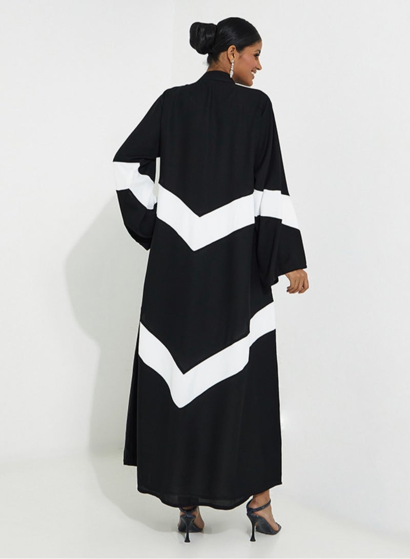 Abaya with white wide Lines