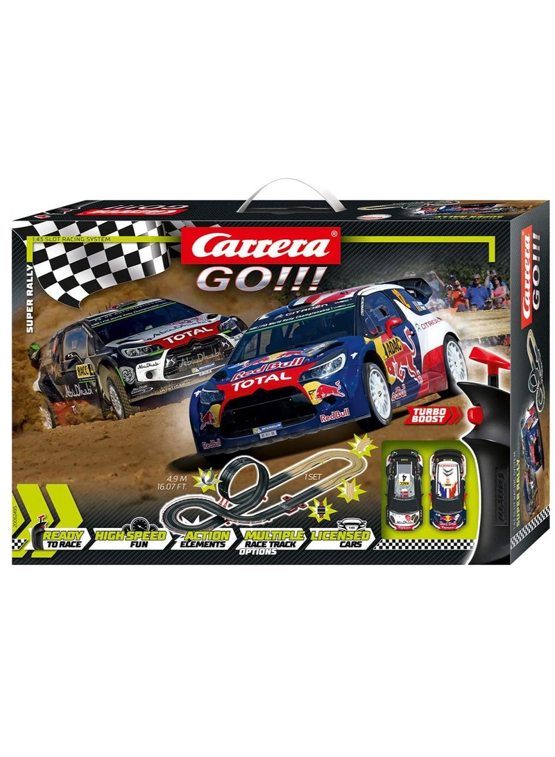 Rally Race Track Set with Citroën DS3 WRC Slot Cars | 4.9 Meter Track, 1:43 Scale | Plastic | Unisex | Ages 6+