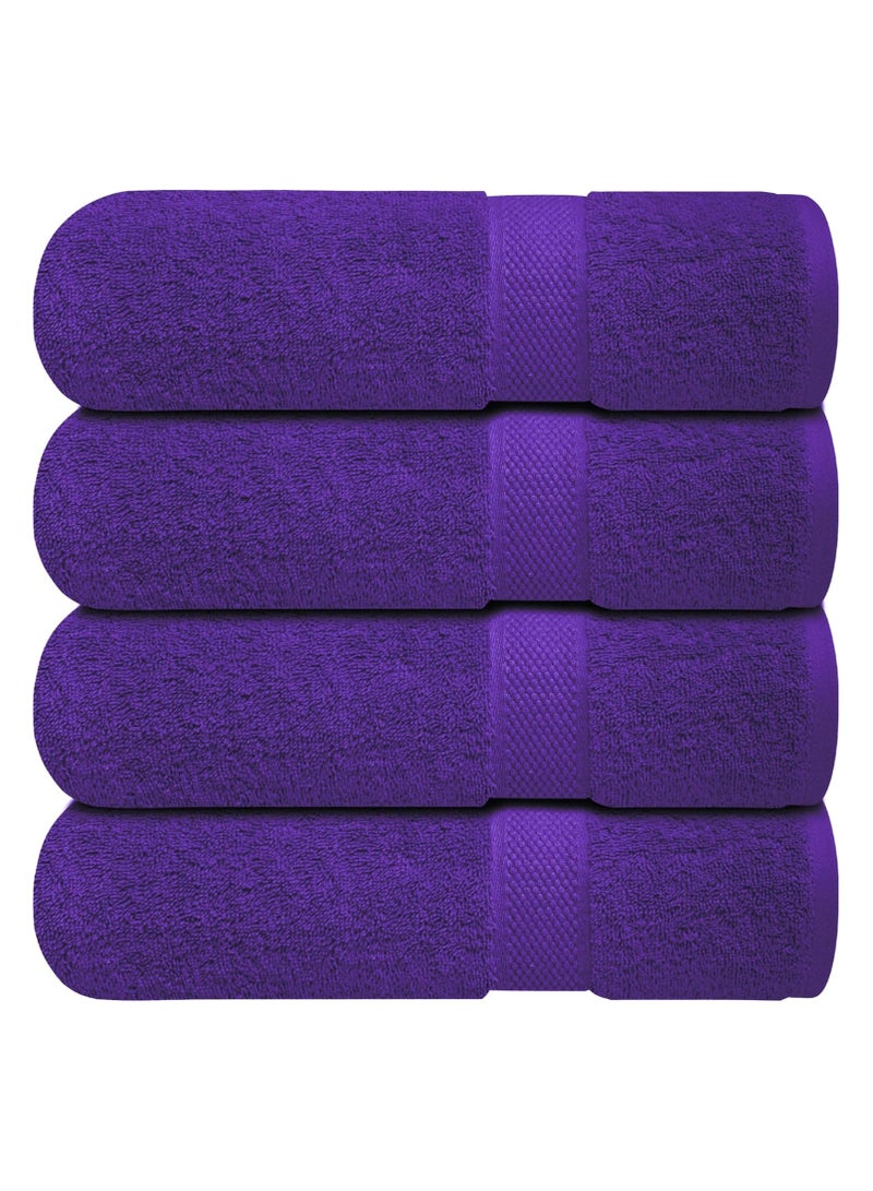 Premium Bath Towels Set Pack of 4-100% Ring Spun Cotton Towels - Purple Bath Towels 70x140 cm - Soft Feel, Quick Dry, Highly Absorbent Durable Towels, Perfect for Daily Use by Infinitee Xclusives