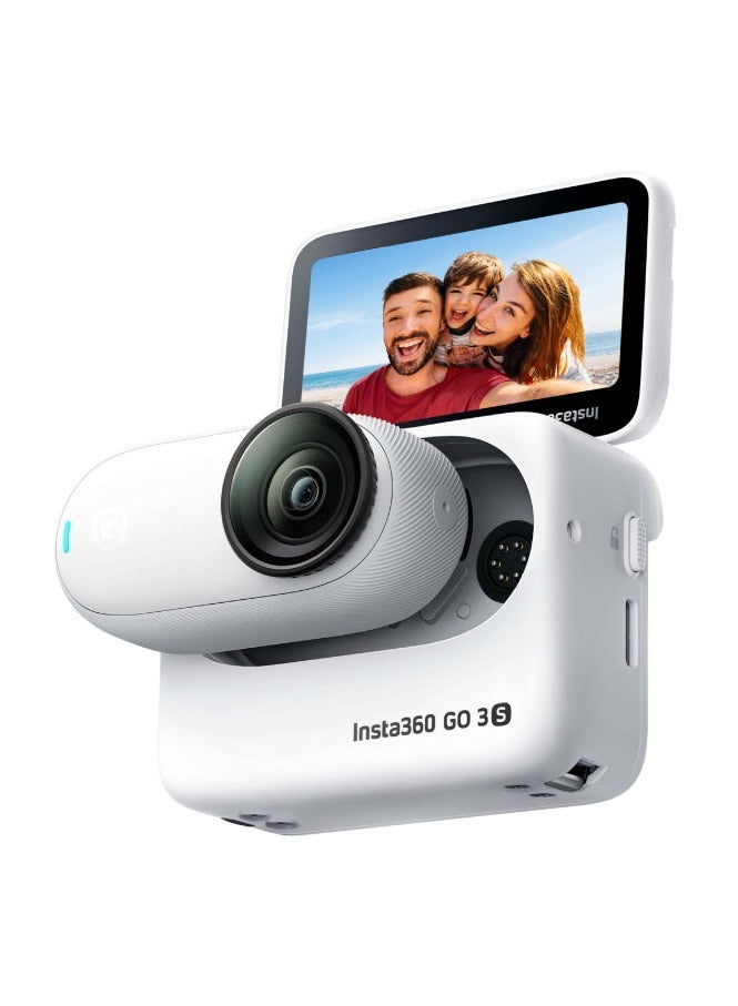 GO 3S Arctic White (128GB) - Small 4K Vlog Camera, Hands-Free POV, Mount Everywhere, Stabilization, 140 Min Battery Life, 10m Waterproof, AI Edition, for Vlog - White