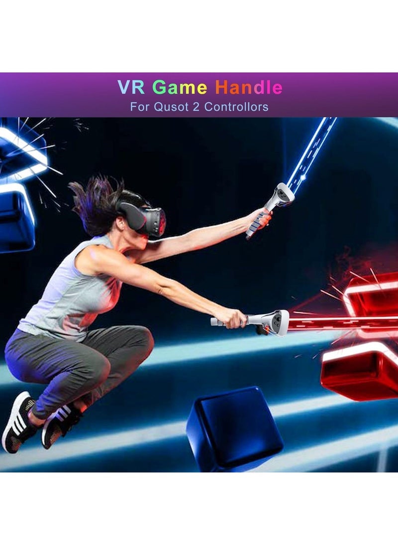 2-in-1 Long Arms & Handle Attachments Compatible with Oculus Quest 2 Hand Controllers, VR Gorilla Tag Long Arms/Stick Extension Grips for Meta Quest 2 Accessories for Beat Saber Golf Club Game