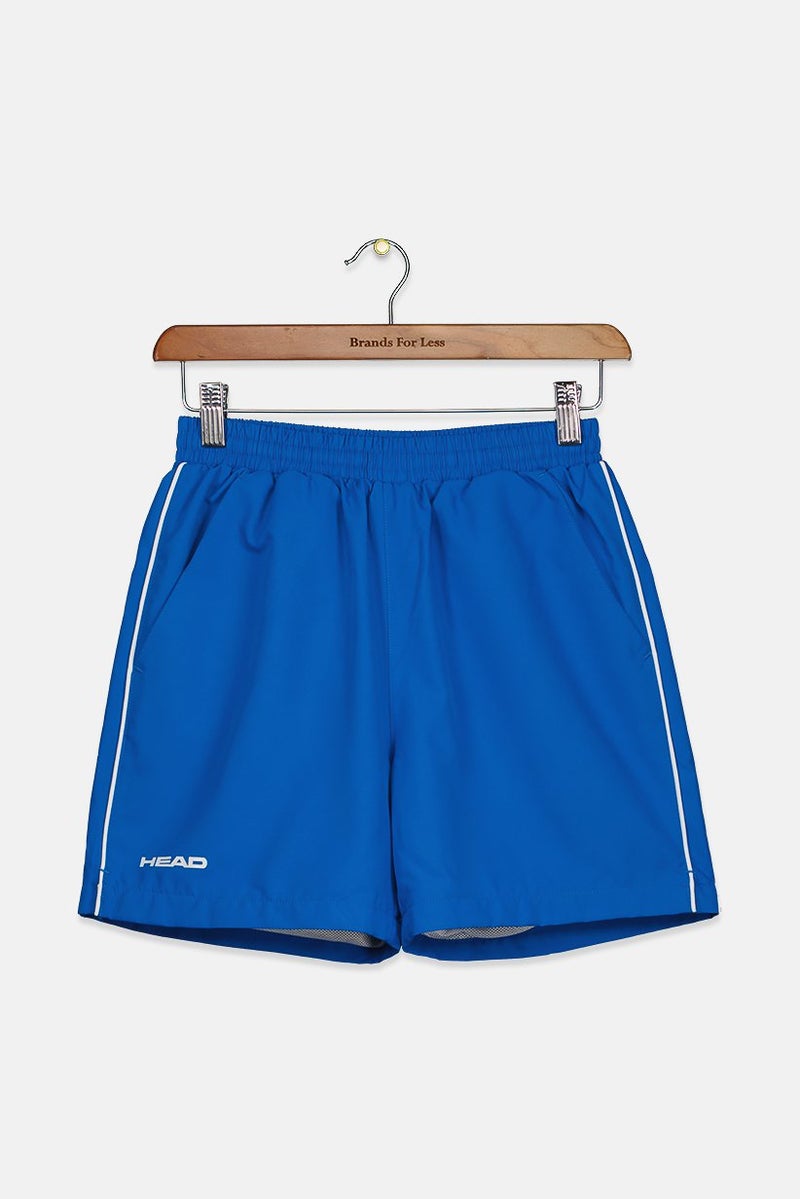 Kids Boy Brand Logo Drawstring Board Shorts, Blue