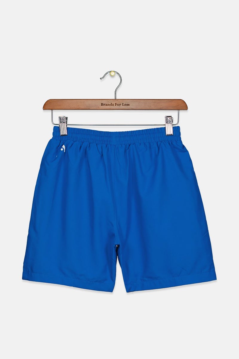 Kids Boy Brand Logo Drawstring Board Shorts, Blue