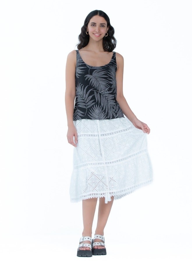 Embroidered Eyelet Skirt