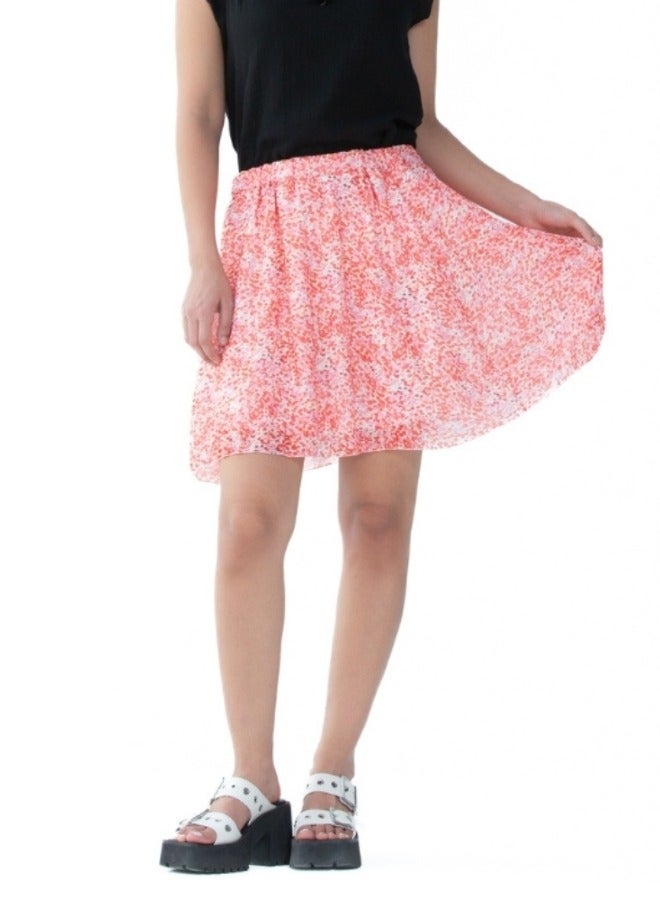 A playful short skirt with a bright floral pattern, adding a pop of color to your wardrobe.