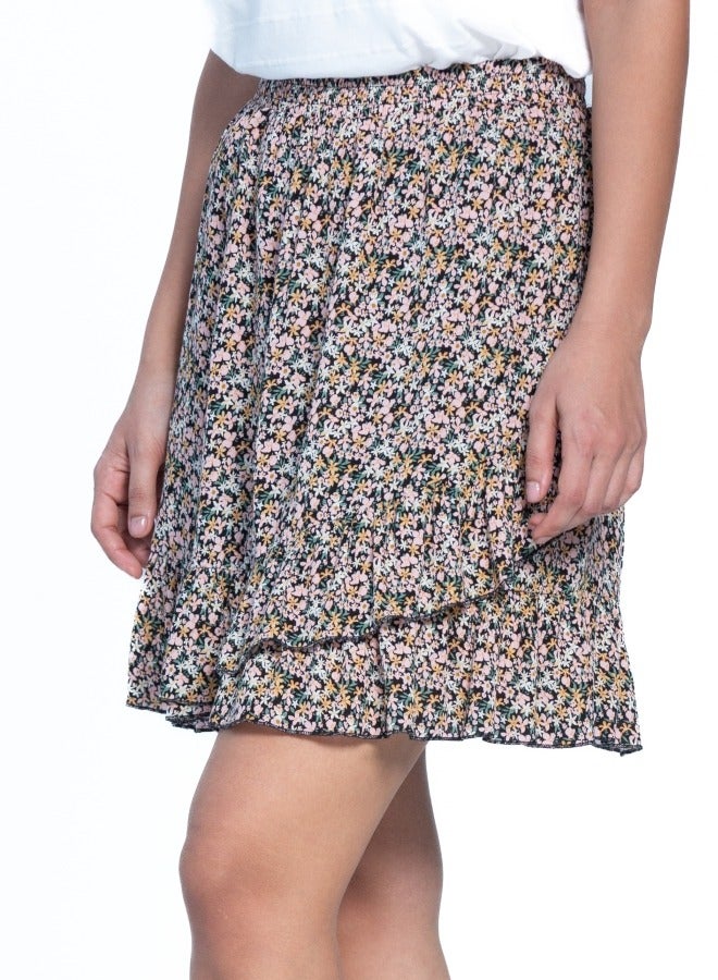 Floral Print Wrap Style Mini Skirt