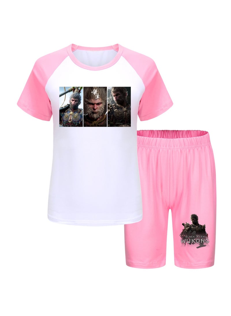 Black Myth Wukong Children's T-shirt And Pajama Set