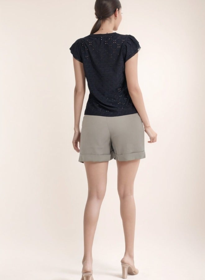 Eyelet Lace Cap Sleeve Top