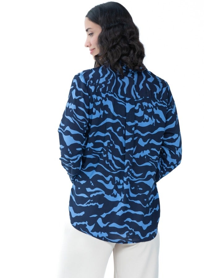 Blue Abstract Print Shirt