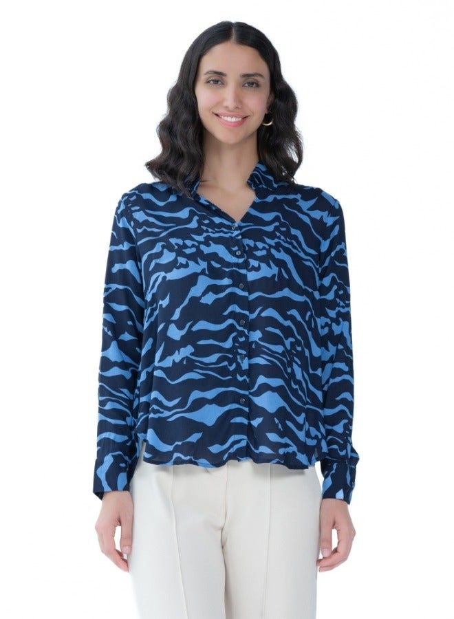 Blue Abstract Print Shirt