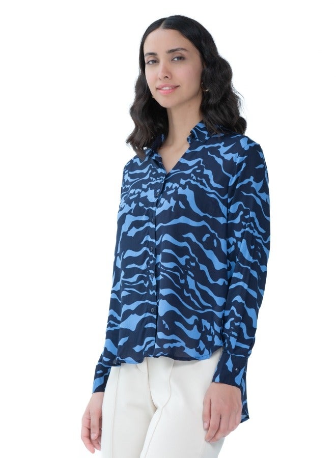 Blue Abstract Print Shirt