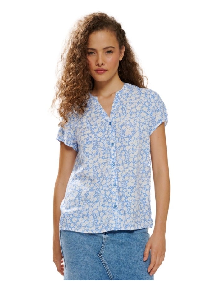 Blouse - soft blue flower