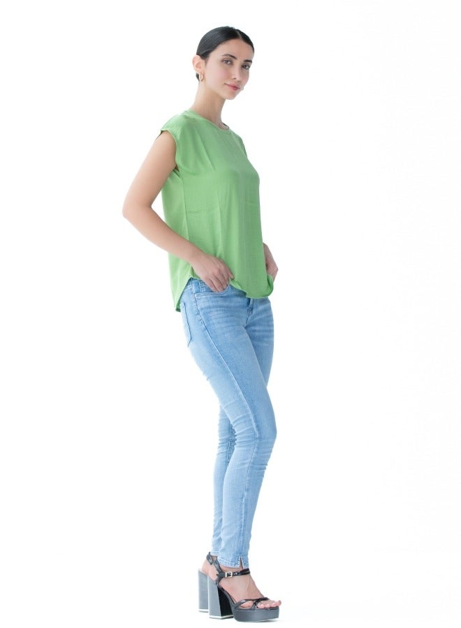 Comfortable pastel green cotton top for casual outings.