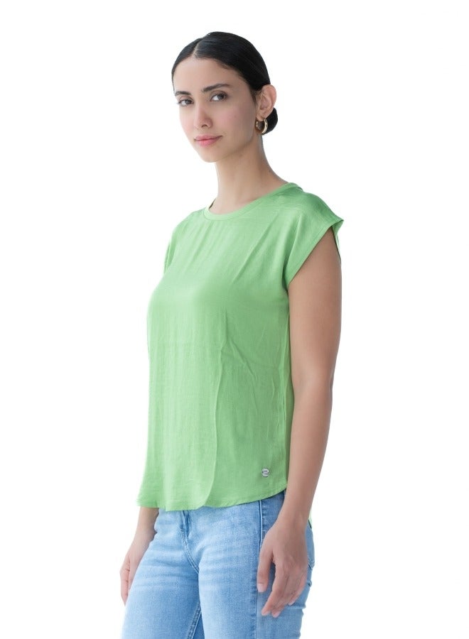 Comfortable pastel green cotton top for casual outings.