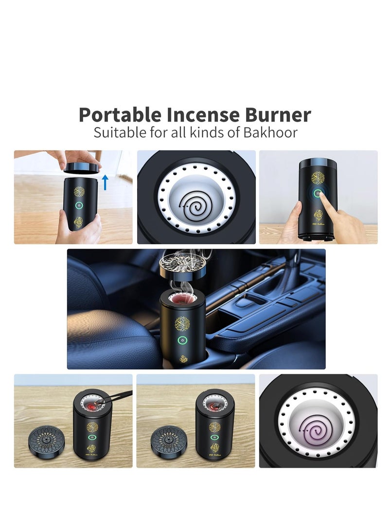 New Style Type-C Power Incense Burner Bukhoor With Quran Speaker And Bluetooth Speaker Black