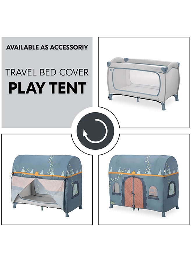 Sleep N Play Go Plus Children'S Travel Bed With Transport Bag And Large Slip For Playing, Small Foldable - Dusty Mint