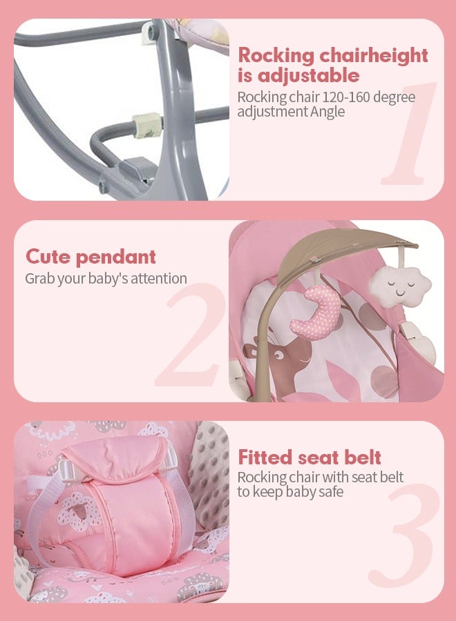 Baby Bouncer Soothing Infant Seat Portable Baby Rocking Chair with Music Baby Swings for Infants Boy and Girl