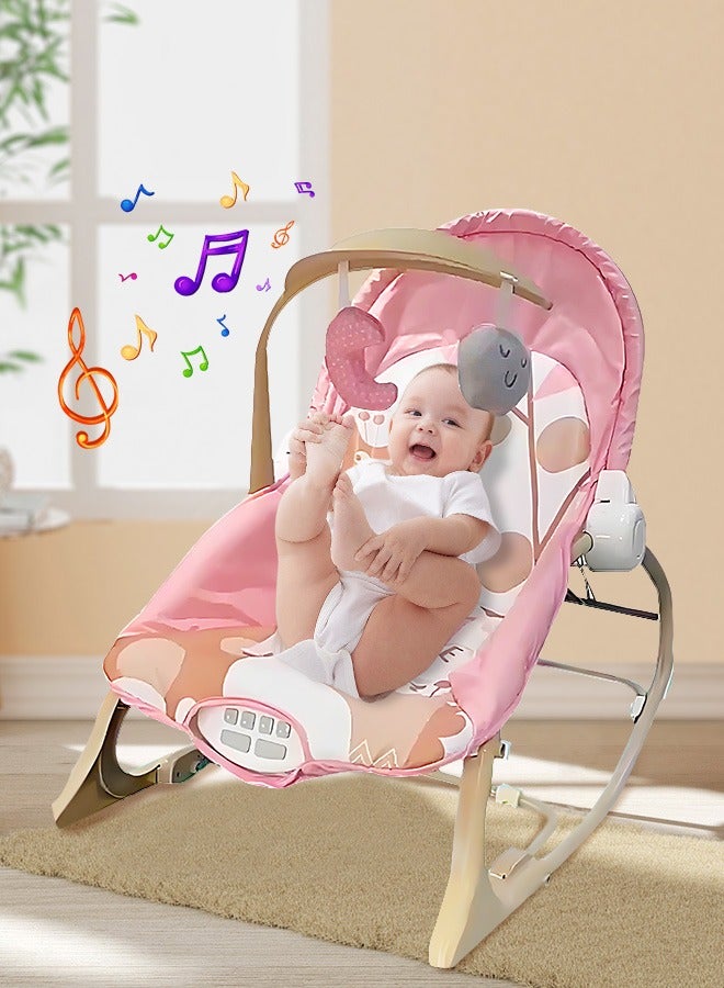 Baby Bouncer Soothing Infant Seat Portable Baby Rocking Chair with Music Baby Swings for Infants Boy and Girl